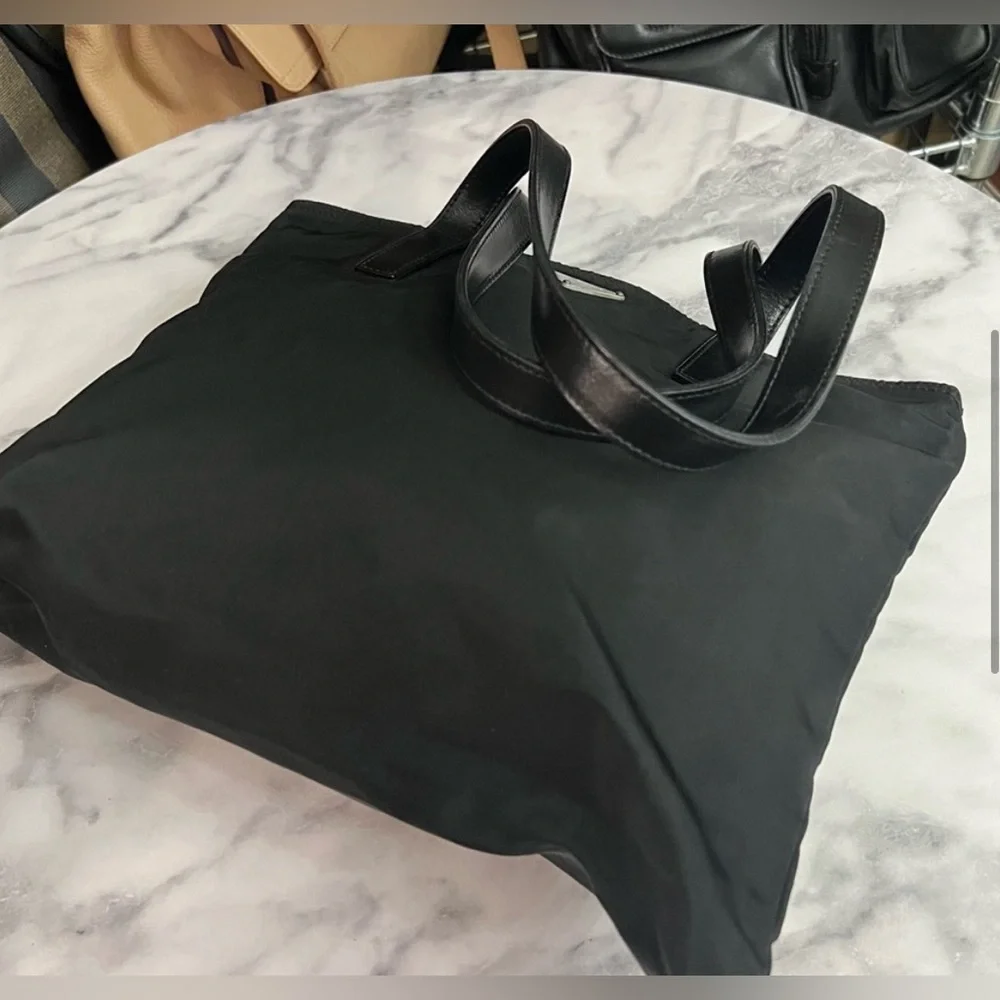 PRADA Nylon Shoulder Bag / Black & Silver VINTAGE - Picture 6 of 12